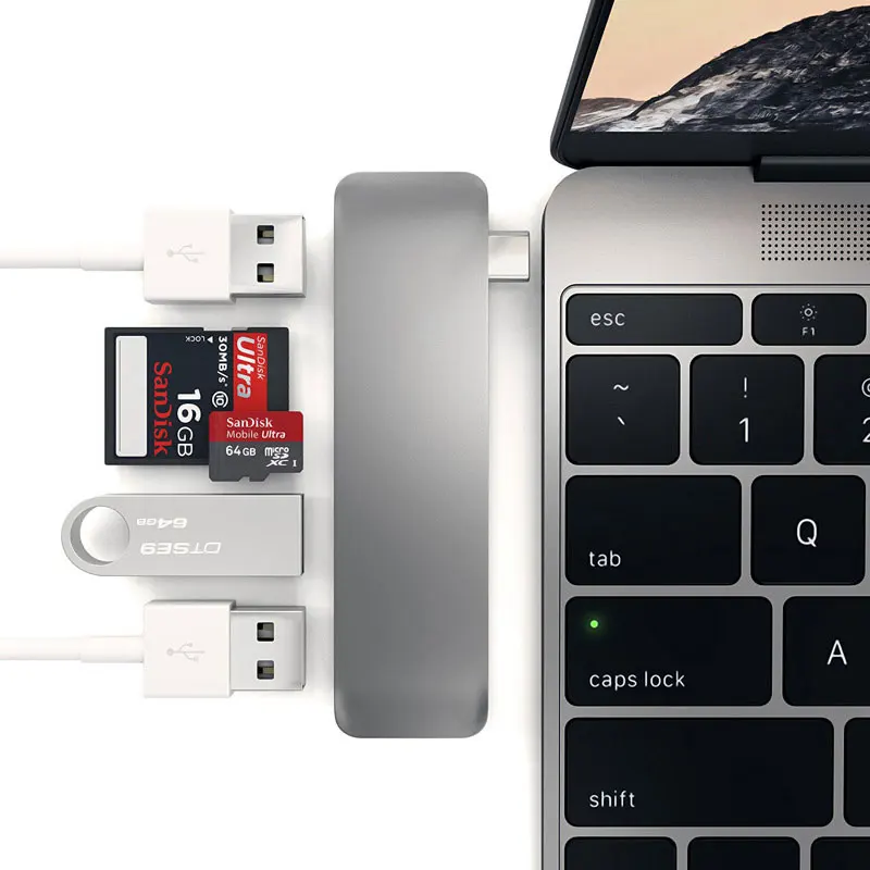 Разветвитель Mosible с USB 3 1 и SD кардридером для MacBook Pro/Air Type C|USB-хабы| |
