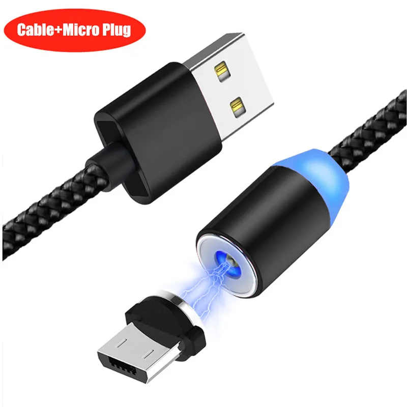 Black Micro Cable Магнитный Micro USB кабель NiSi для iPhone XR samsung S9 Xiaomi huawei mate 20 TypeC/8PIN IOS штекер провод для быстрой зарядки Кабели 1 м - Цвет: Black Micro Cable
