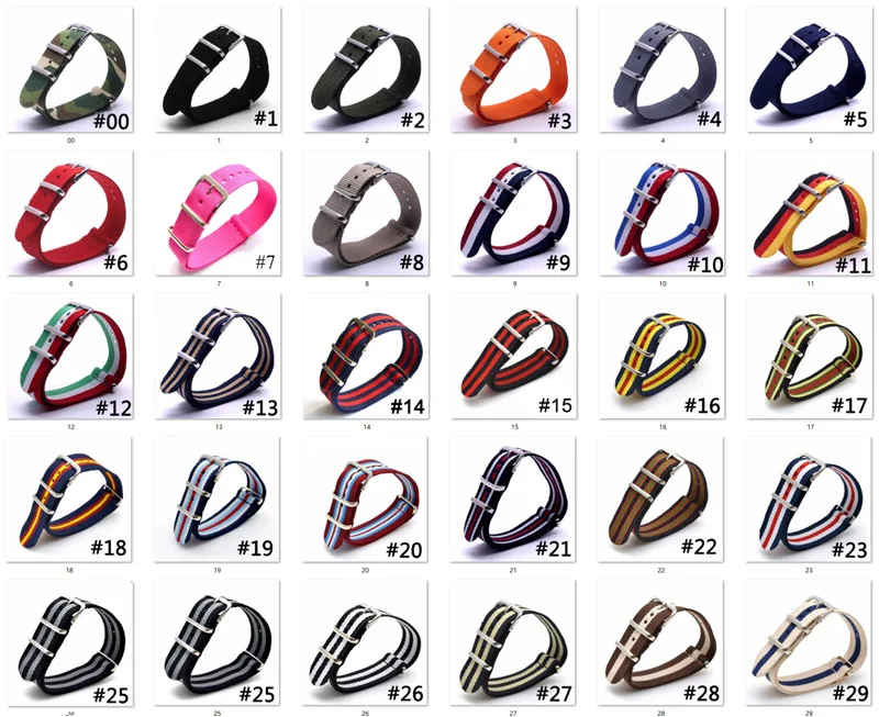 1 шт. тканевые нейлоновые ремешки для часов черные армейские зеленые Коричневые