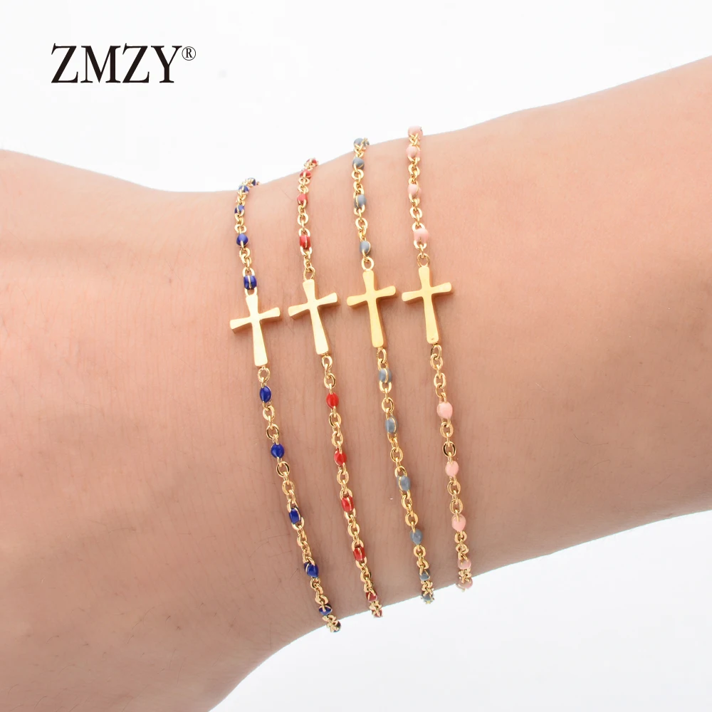 

ZMZY Thin Charm Cross Bracelets & Bangles For Women Jewelry Adjustable Bohemian Chain Stainless Steel Bracelet Jewellery