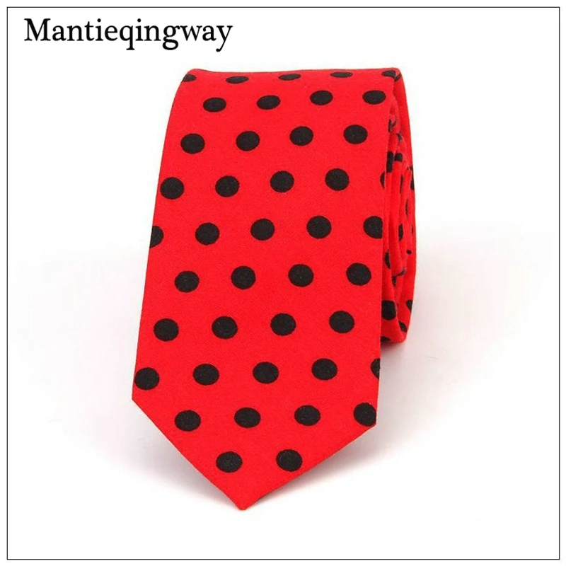 Mantieqingway 6 см хлопковый галстук в горошек для мужчин свадьбы деловые галстуки
