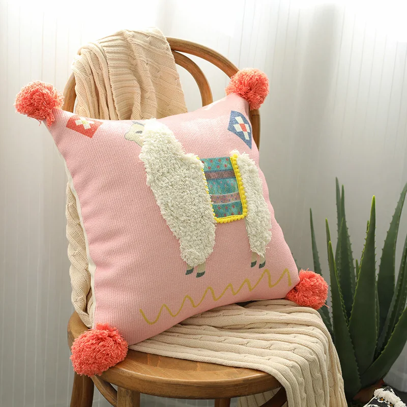 Cojines decorativos para sofa Morocco Геометрическая черно-белая ворсистая наволочка с кисточкой Рождественский чехол для подушки
