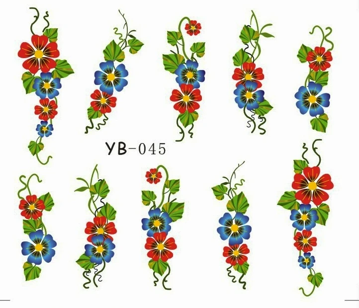 1X наклейка для ногтей большой цветок лоза лилия водные переводки наклейки