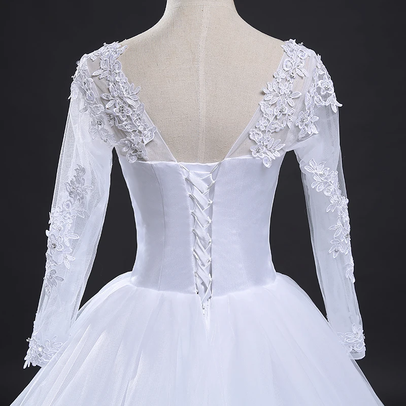 Fansmile/Новое поступление года; Robe De Mariage; кружевное бальное платье принцессы с рукавами; свадебное платье на заказ; Vestido De Noiva FSM-583F