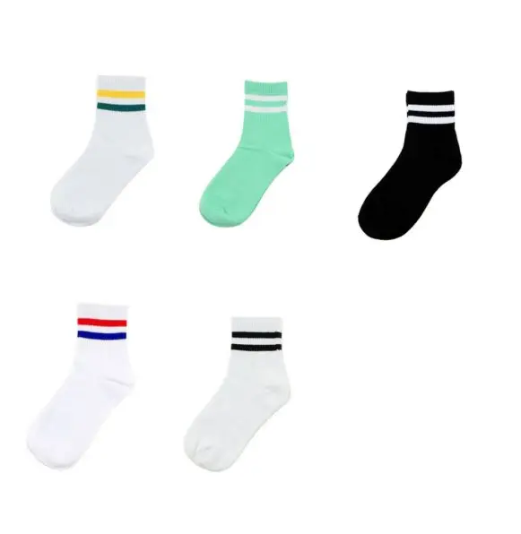 five pairs 10 шт. = 5 пар/лот, мягкие хлопковые женские носки в черно-белую полоску, утепленные короткие носки, стильные спортивные носки Harajuku Meias TJ211 - Цвет: five pairs