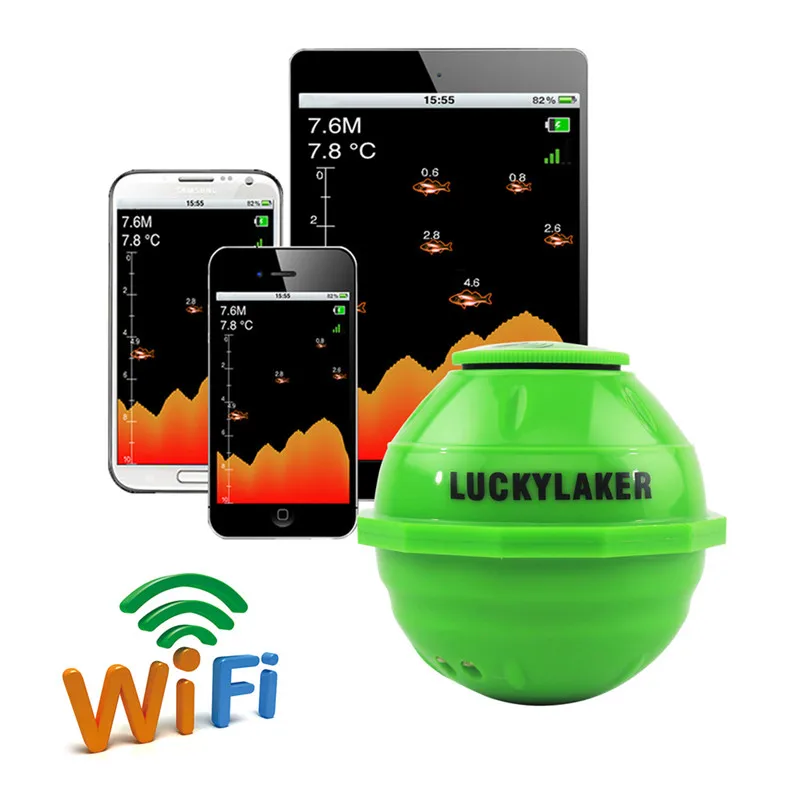 Lucky Wi-Fi Беспроводной Рыболокаторы 50 м 12 языков Sonar эхолот приложение Android IOS