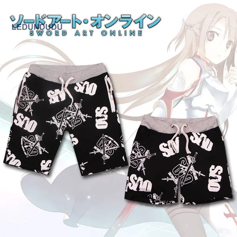 

Anime Sword Art Online Pants Men Women Kirigaya Kazuto Funny Seabeach Shorts Cosplay Costumes SAO Summer Sweatpants