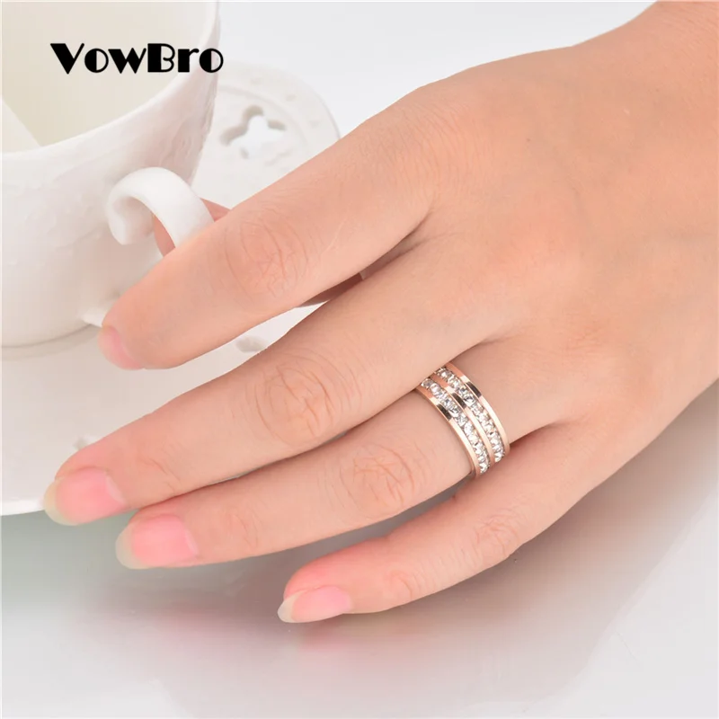 Wowbro горячие ювелирные изделия из нержавеющей стали с двойными рядами Кристалл