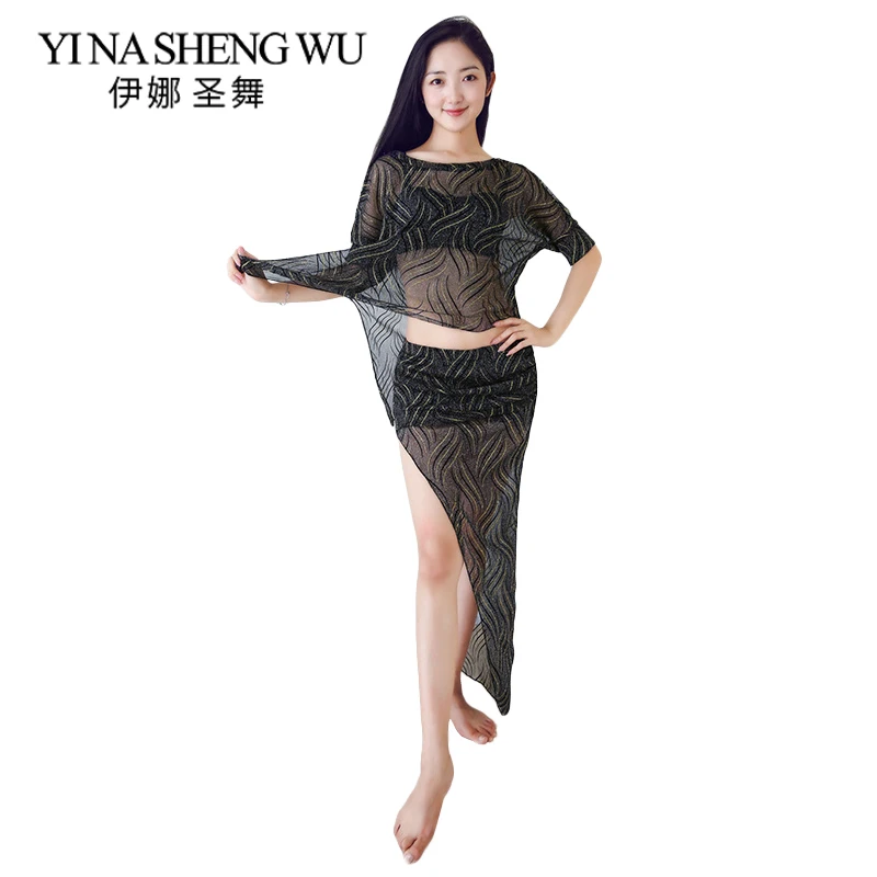 

Belly Dance Exercise Clothing Suit Summer New Arrival Half Sleeve Belly Dance Costume Women 2 Pcs Set Dance Performance Clothing
