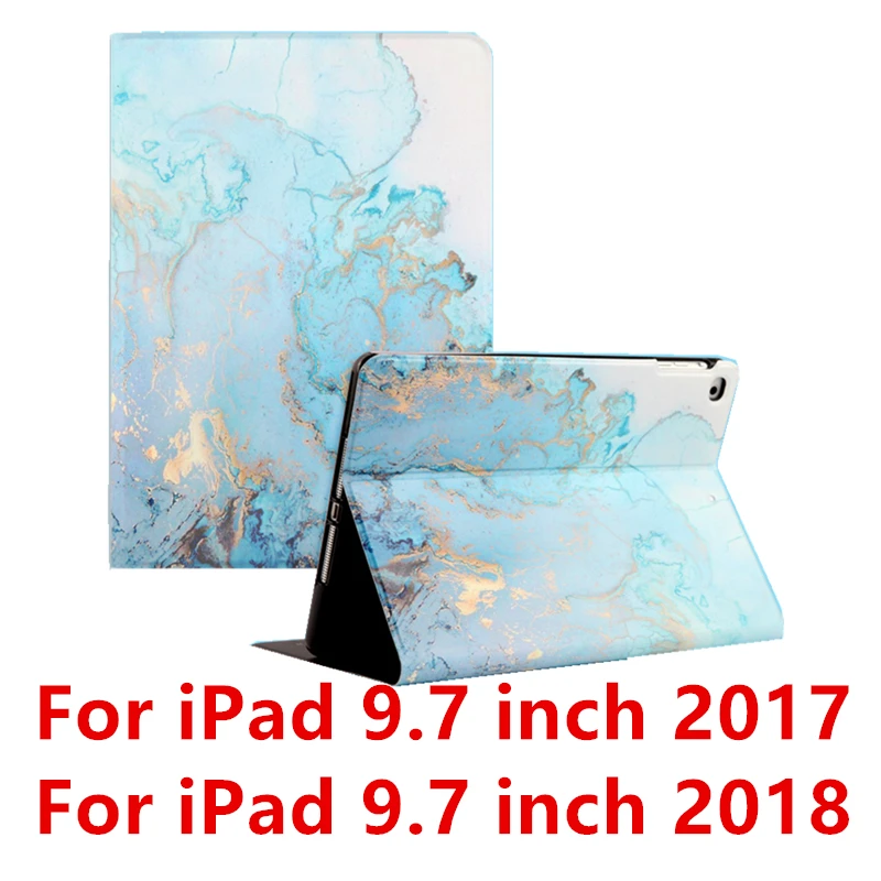 Мрамор чехол для iPad 10,2 из искусственной кожи чехол-подставка чехол для iPad 9,7 воздуха 2/1 Air 10,5 мини 1/2/3/4 с автоматическим включением и отключением экрана - Цвет: Blue  9.7 2017