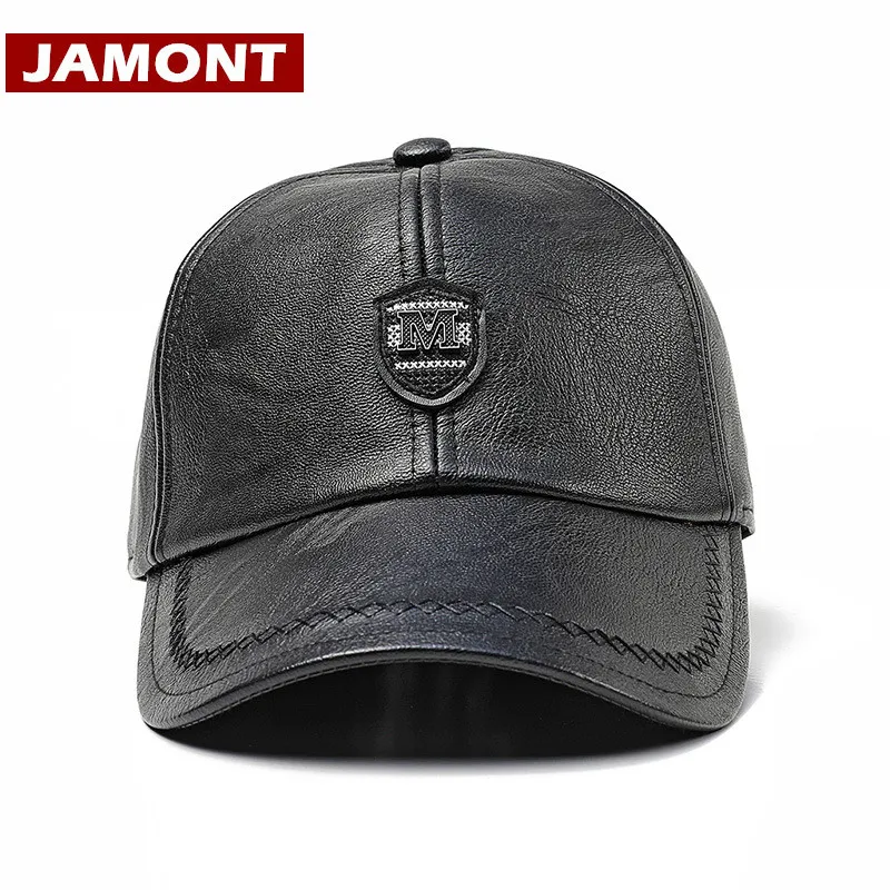 Бейсболка JAMONT Мужская зимняя брендовая Кепка из искусственной кожи теплая