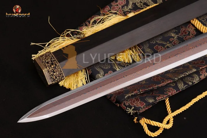 Люесворд китайский меч ручной работы Цзянь Дамаск острое лезвие красный