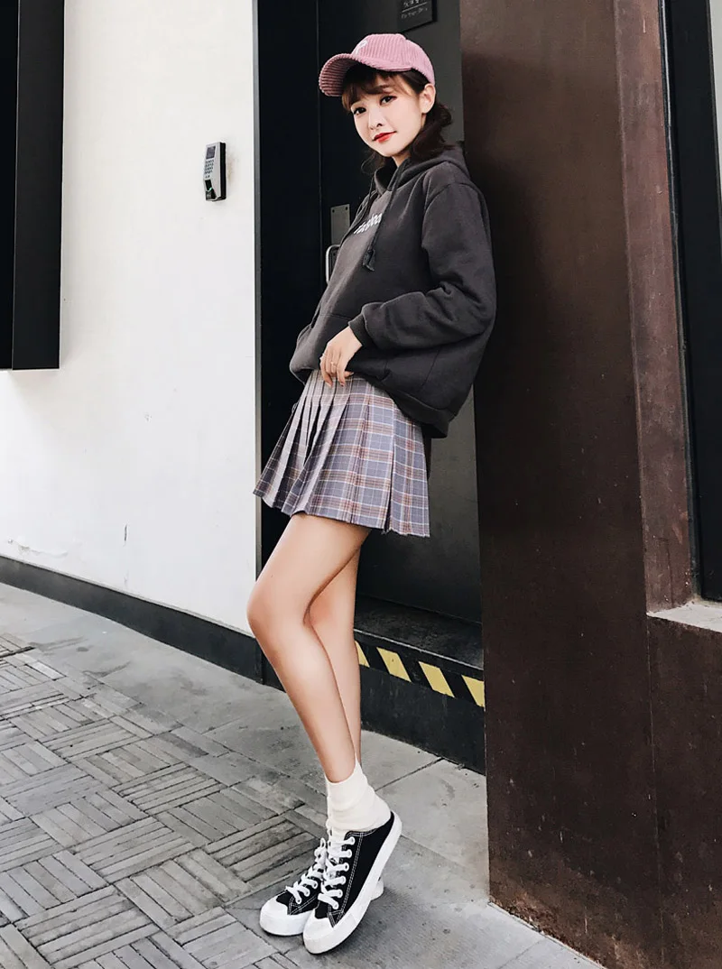 XS-3XL Harajuku Для женщин Мода Лето Высокая талия плиссированная юбка ветер Косплэй клетчатая юбка Kawaii женские юбки