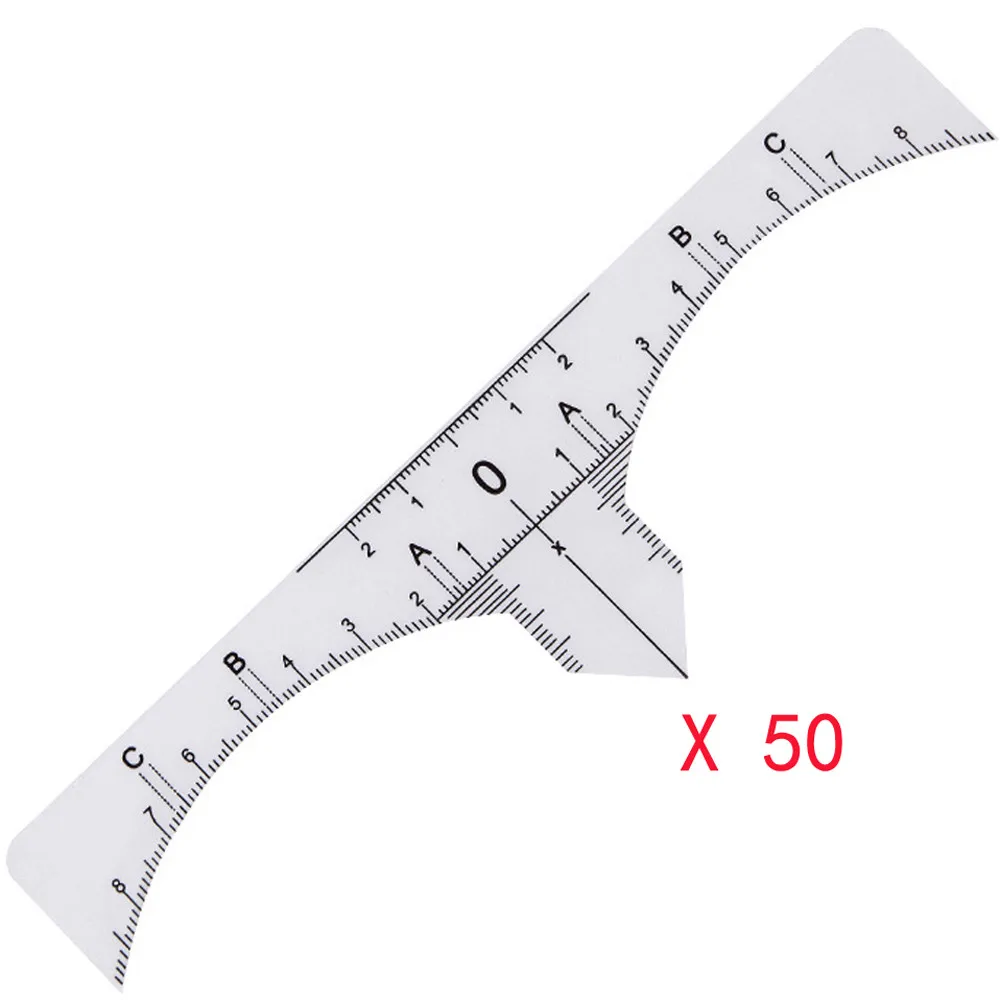 Модные 50 шт одноразовые микроблейдинг для макияжа бровей измерительная линейка