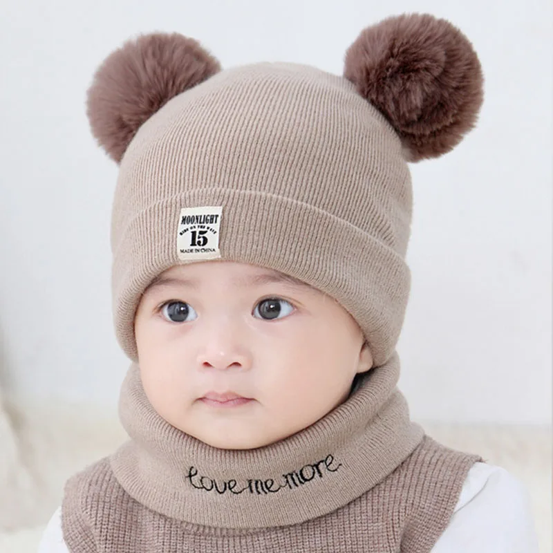 New hat autumn and winter children wool warm baby child scarf set |