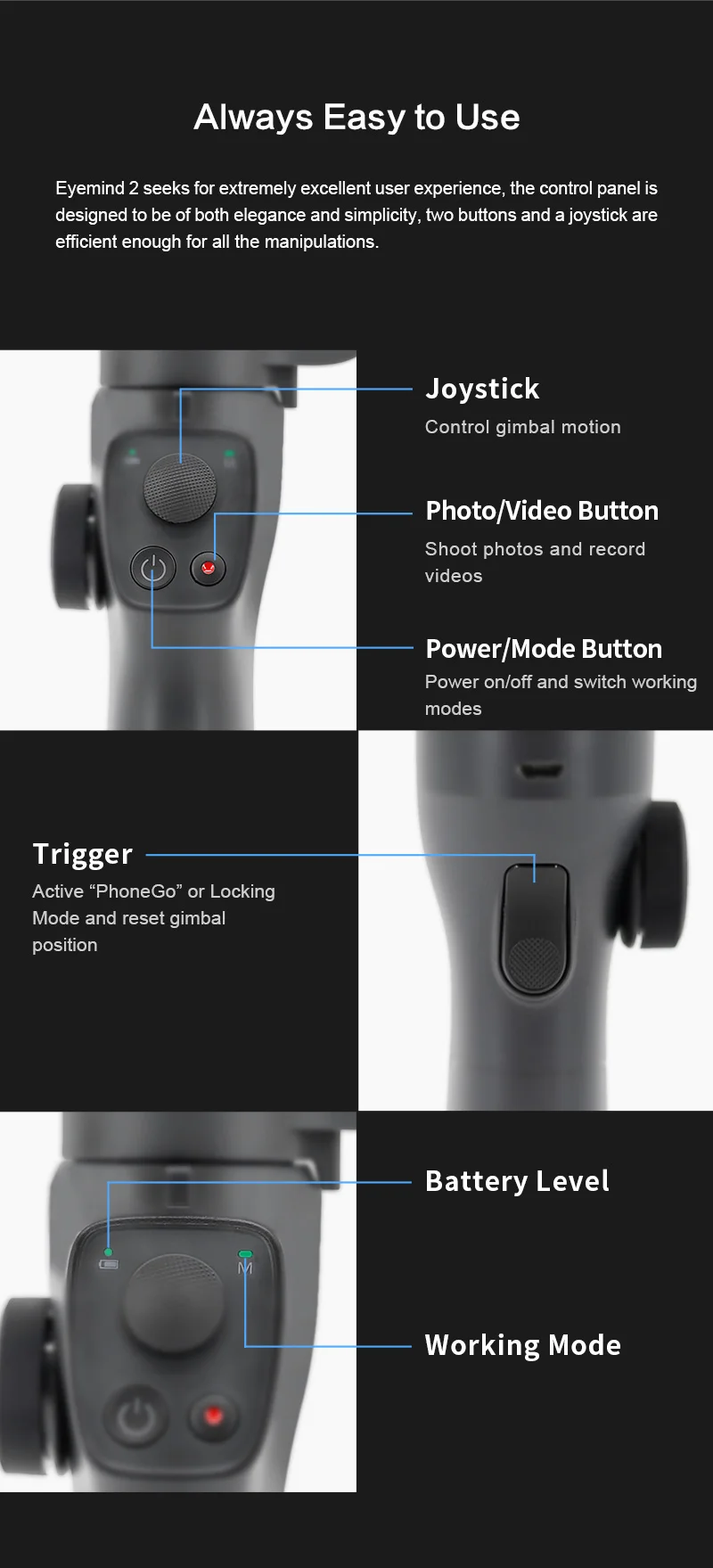 Beyondsky Eyemind 2 3-осевой Ручной Стабилизатор Gopro Экшн камеры Gimbal для iphone и Android телефон сумка для переноски штатив подарки VS DJI Osmo 2