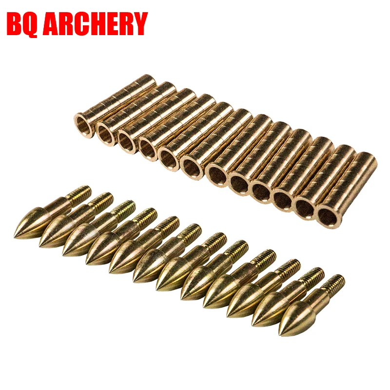 

6/12Pcs ID6.2mm Copper Arrow Insert Shaft + 12Pcs Gold Archery Target Point 75/100gr Arrow Head Accessories Bow Hunting
