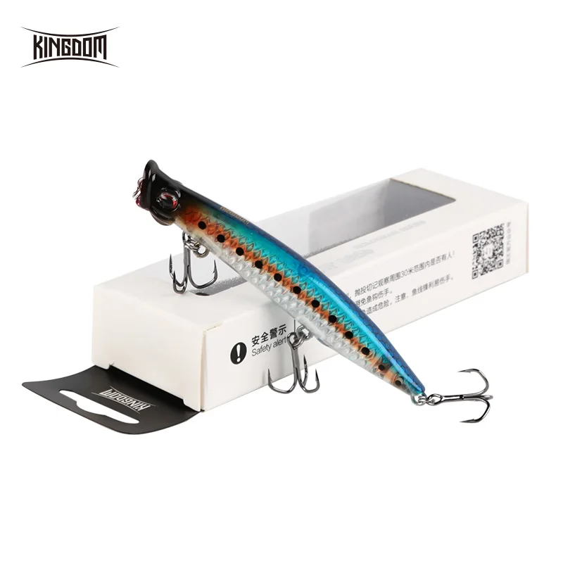 Kingdom Poppers приманки для ловли рыбы, твердая приманка Topwater 123 мм 18,5 г, 110 мм 12,8 г, 90 мм 7,5g качественными крючками, Искусственные рыбы модель приманки 3508