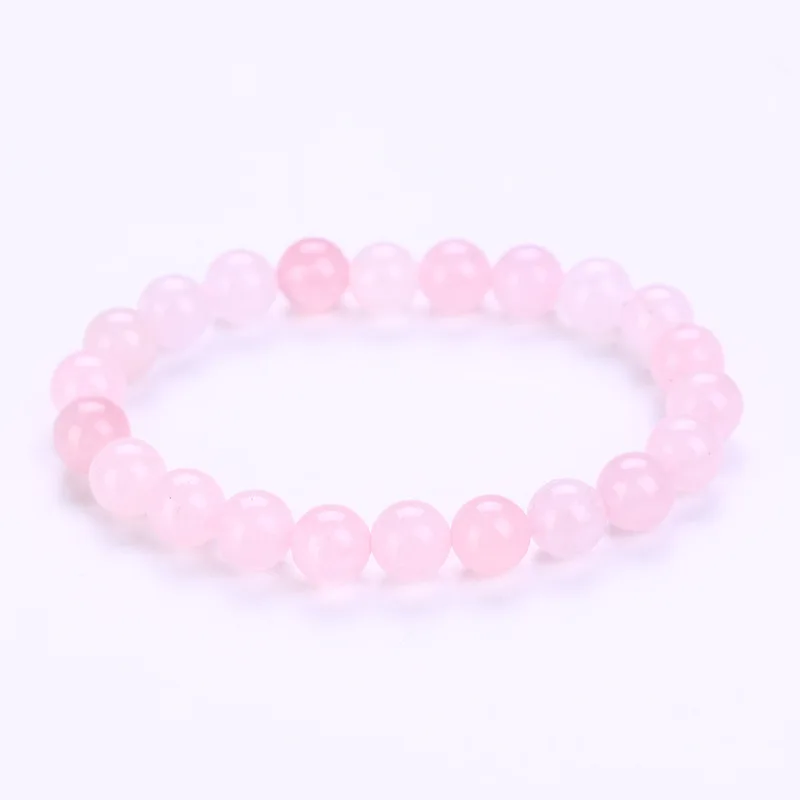Rose Quartz Натуральные пурпурные аметисты браслет из бисера чакра Йога вулканический камень 8 мм круглый камень бусины браслеты для женщин - Окраска металла: Rose Quartz