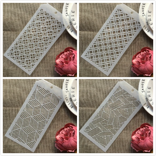 4 шт./компл. 24*12 см кубический круг DIY Многослойные трафареты настенная живопись