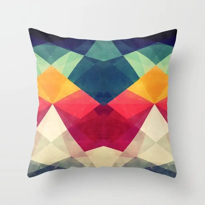 Colorful Geometry-04 Наволочка для подушки цвета радуги, Геометрическая, персиковая кожа, для автомобиля, дивана, гостиной, спальни, дома, декоративные наволочки 45x45 см - Цвет: Colorful Geometry-04