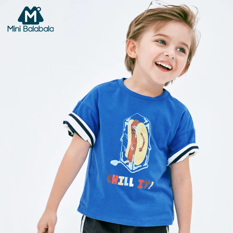 Футболка с коротким рукавом Mini balabala летняя детская одежда из дышащего хлопка 2019 |