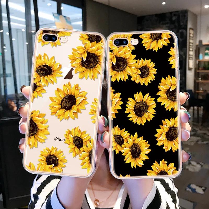 Чехол с цветочным рисунком Дейзи Подсолнух для iPhone 12 11 Pro Xs Max 6 6S TPU чехол 7 8 Plus X 4 5 5S