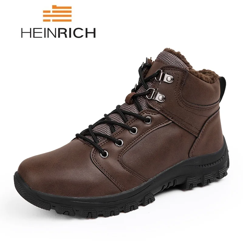HEINRICH/Модные ботильоны мужские теплые зимние ботинки обувь на шнуровке Botas Invierno
