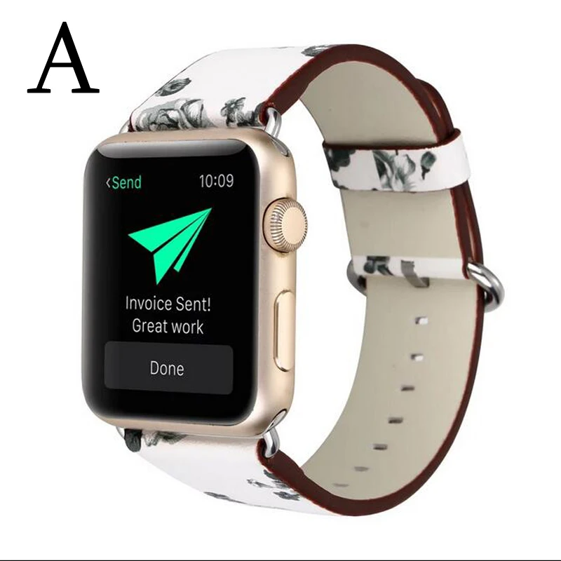 Кожаный ремешок JANSIN с цветочным узором для Apple Watch 40 мм 44 мм 38 мм 42 мм iwatch Series 1 2 3 4 5 браслет кожаный ремешок