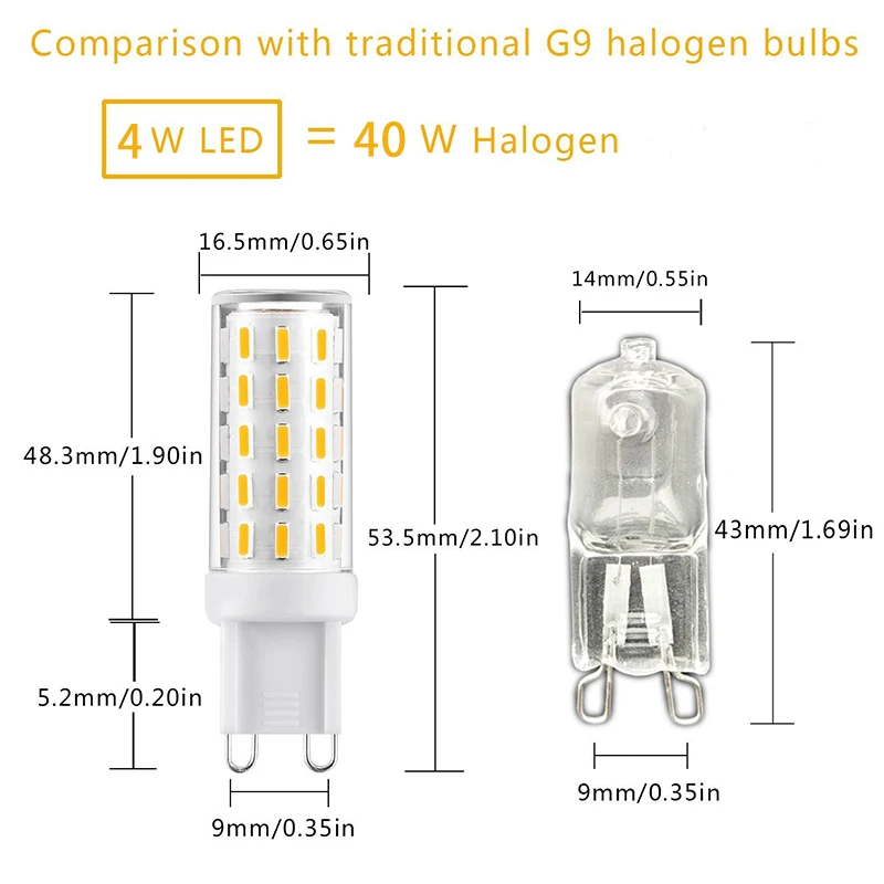 6 шт. G9 Светодиодная лампа 4 Вт 100 В до 240 54LED lampara bombillas LED Базовая замена 40 галогенная