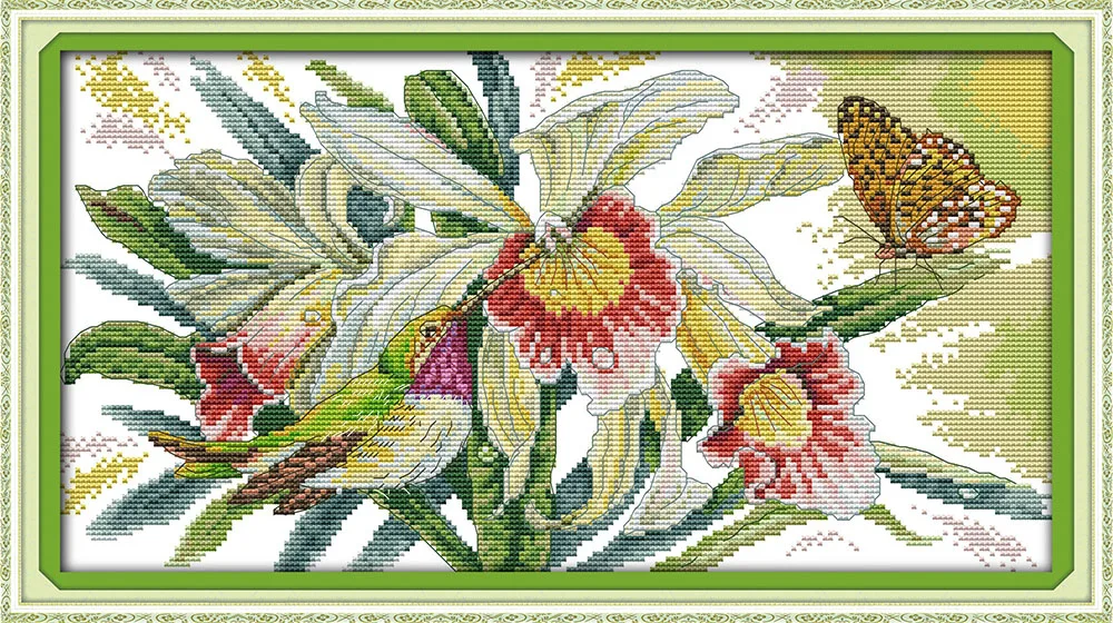 

Butterflies over Flowers cross stitch kit plant count print 18ct 14ct 11ct hand embroidery DIY handmade needlework supplies bag