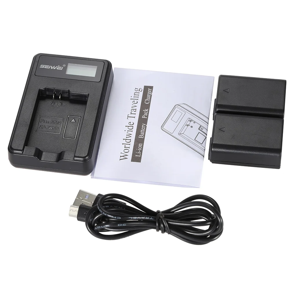 NP FW50 2 Упак. 7 4 V 1500mAh литий ионный аккумулятор с ЖК зарядным устройством USB для Sony
