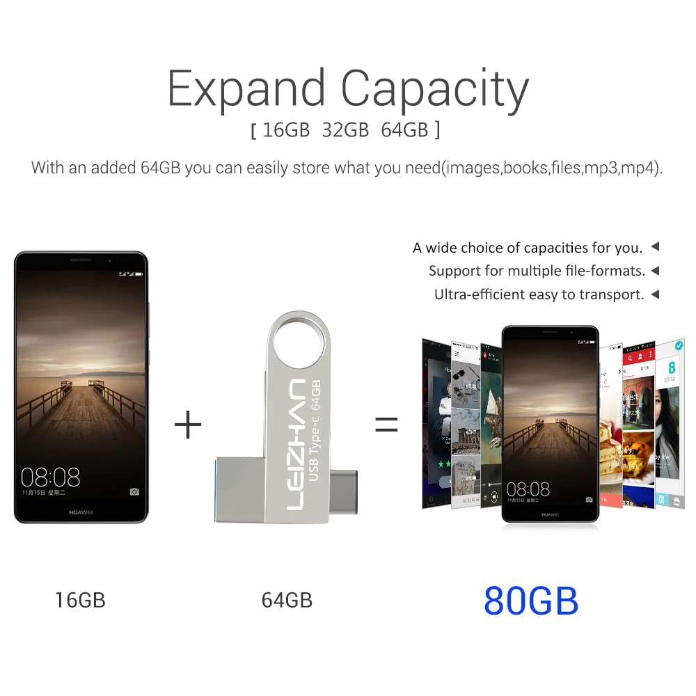 LEIZHAN Флешка USB C 32 Гб металлический OTG флеш накопитель type карта памяти 64 3 0 U диск