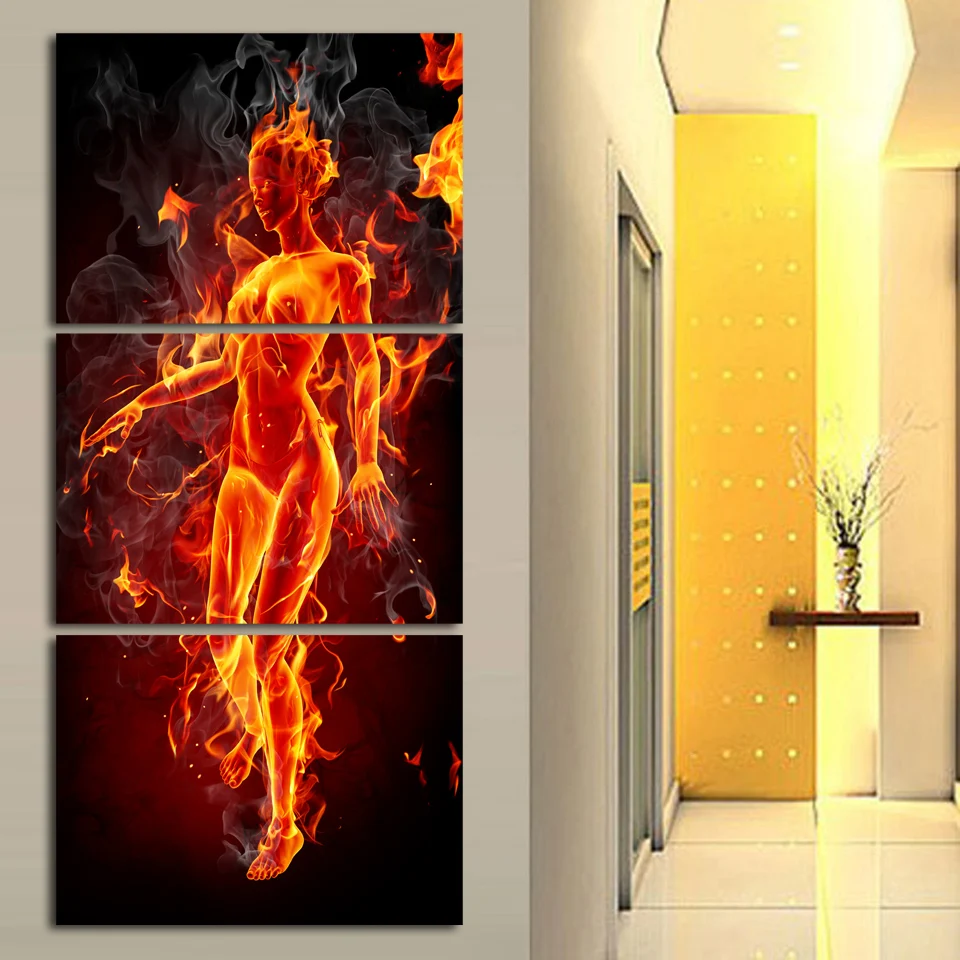 Обнаженная Женщины Тела Холсте Картины 3 Панели Современная Европа леди Девушка