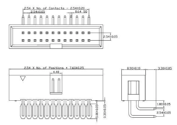 50 шт. 2,54 мм 2x25 50 Pin под прямым углом Мужской кожух PCB Шлейф IDC разъем