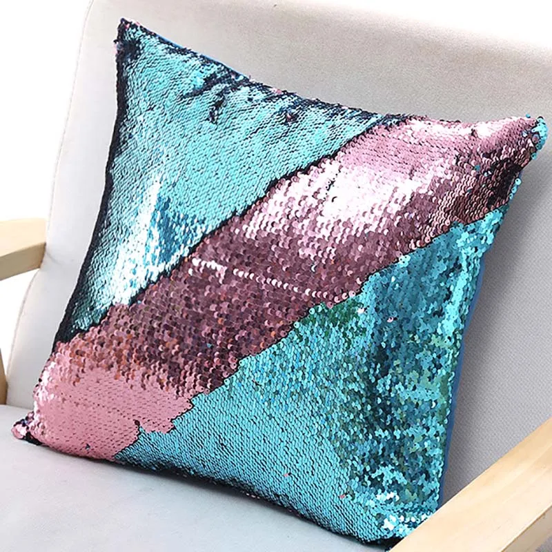 3lakeblue-pink Подушка «Русалка» чехол Реверсивный DIY подушка со стразами чехол автомобильные декоративные подушки для дома для дивана декоративная Capa Almofada - Цвет: 3lakeblue-pink