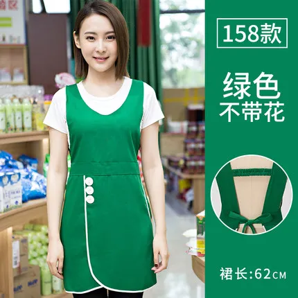 Apron 10 Яркий фартук, салон красоты, форма для ногтей, принт логотипа, Женская высококачественная, 6 цветов, гладкие фартуки, карманные, для приготовления пищи, для выпечки - Цвет: Apron 10