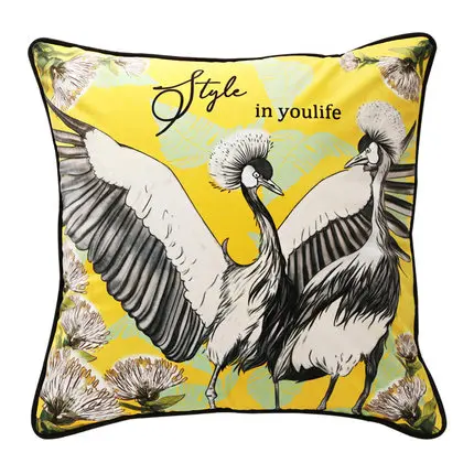 DUNXDECO Cushion Cover Decorative Pillow Case Island Vocation Tropical Leopard Crowned Cranes Modern Luxury Coussin Decorating - Цвет: C