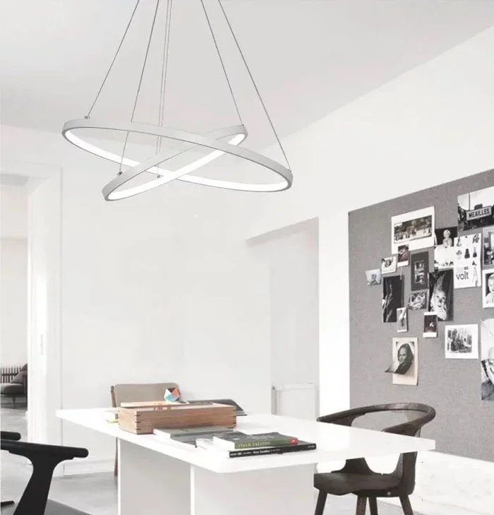 Современный простой алюминиевый круговой светодиодный подвесной светильник с