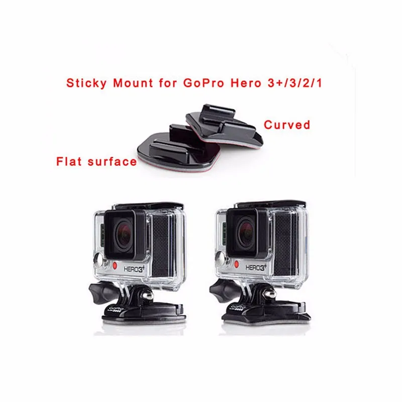 2x плоские 2x Изогнутые Крепления 4x3 м клейкие накладки для GoPro Hero 5 4 3 2 SJCAM SJ4000 SJ5000 SJ5000x eken H9 Xiaomi Yi Экшн-камера