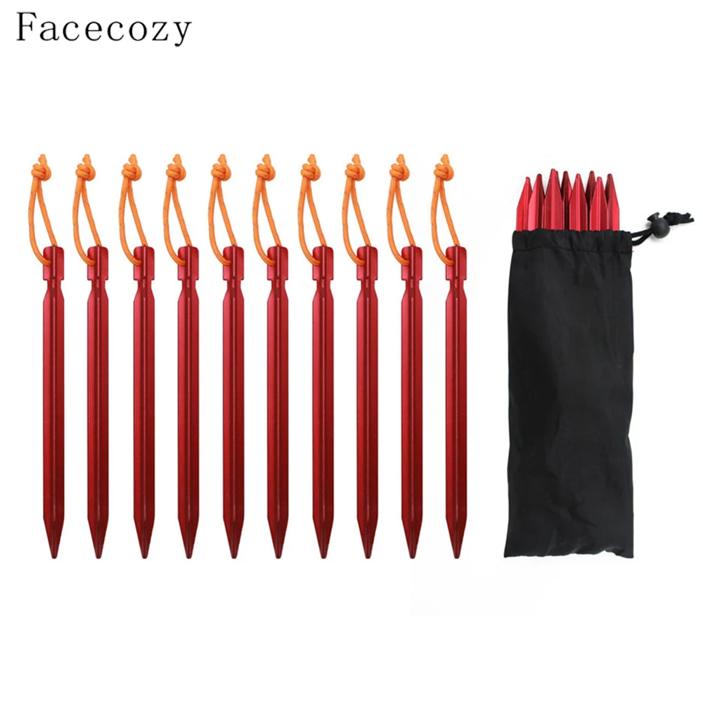 Facecozy 10 шт 18 см колышки для палатки из алюминиевого сплава Треугольные ногтей со