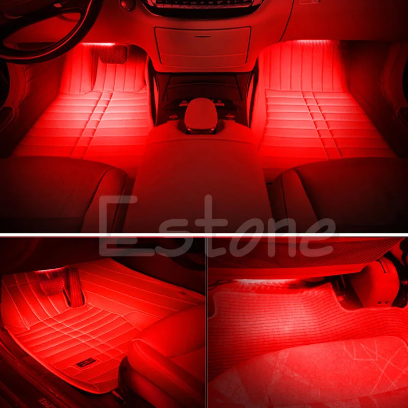 Новый красный 2X12 светодиодный Автомобильный интерьер Footwell напольный Декор