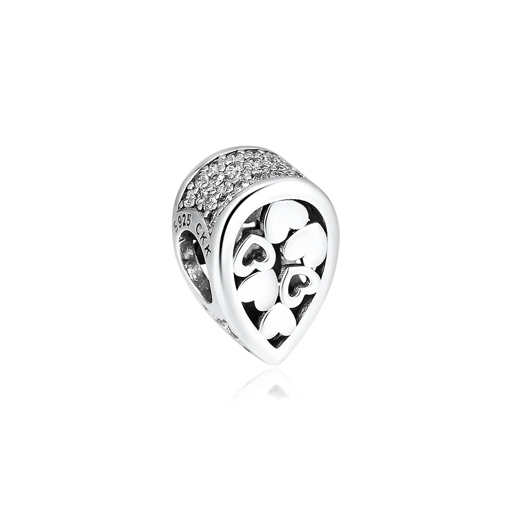 

Fits for Pandora Charms Bracelets Radiant Teardrop Love Beads 100% 925 Sterling Silver Jewelry with Clear CZ Free Shipping