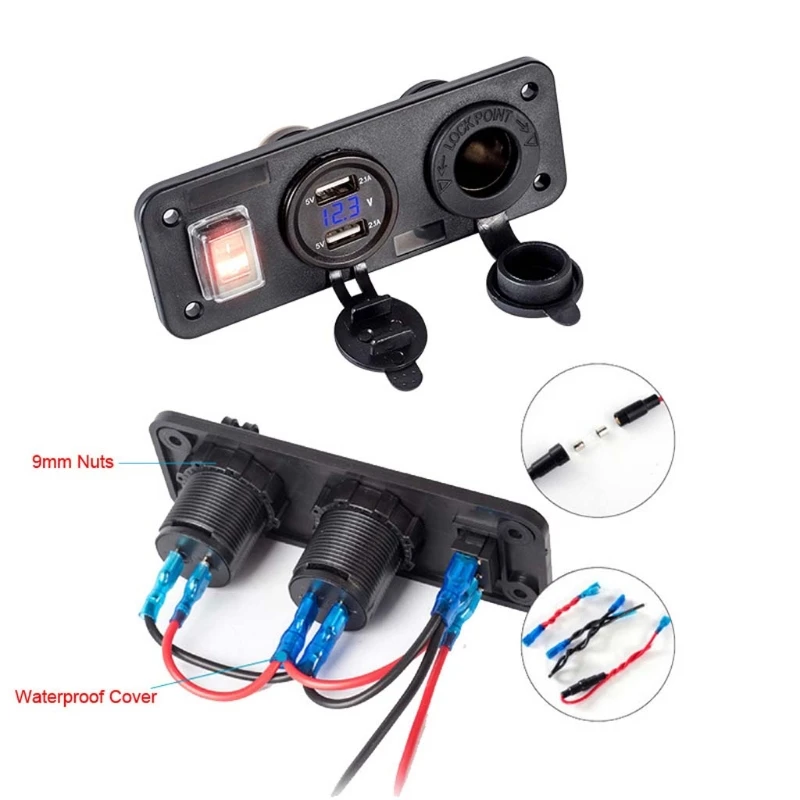 Автомобиль Лодка Грузовик 12V 24V с 2 портами(стандарт Зарядное устройство переключатель вольтметра гнездо для автомобильного прикуривателя
