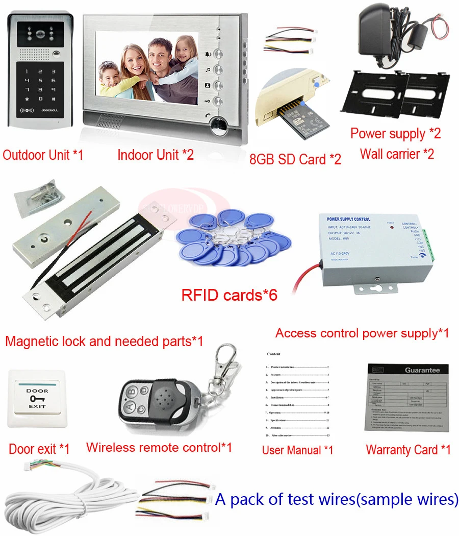 1V2 видео телефон двери с записью 8 Гб sd карта Rfid Индуктивная карта/код