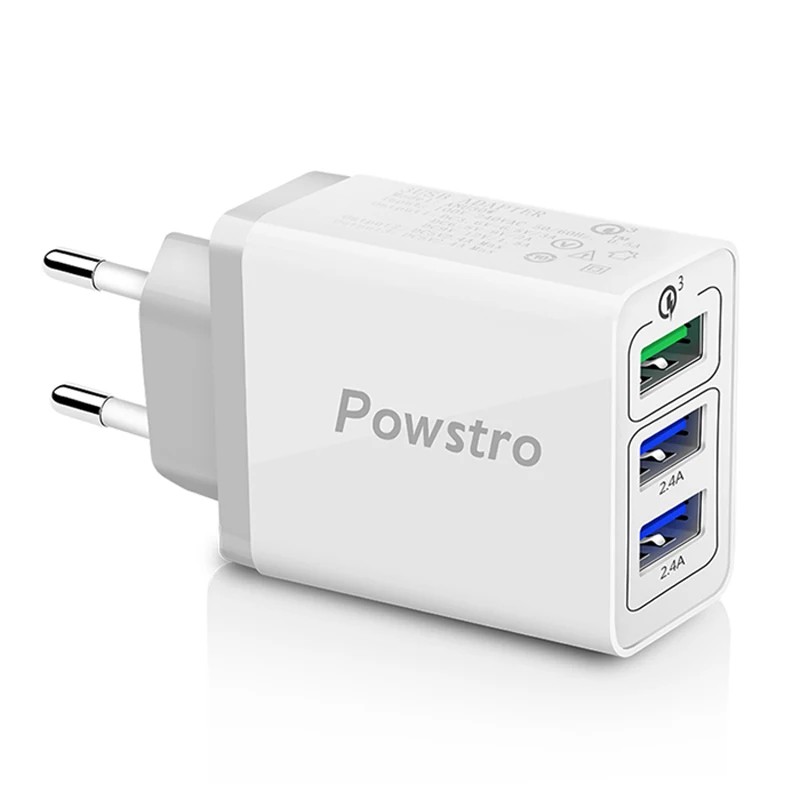 White Powstro 3 usb порта быстрое зарядное устройство 30 Вт 3,0 USB зарядное устройство Быстрая зарядка настенный адаптер для iPhone 7 8 samsung S8 huawei Xiaomi LG - Тип штекера: White