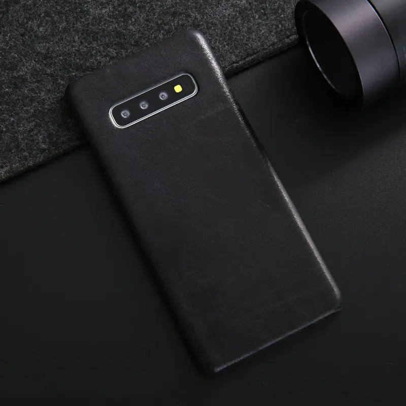black Матовый чехол для samsung Galaxy S10 Plus, чехол из натуральной кожи, защитная задняя крышка, чехол для samsung S10 10 Plus, чехол Fundas - Цвет: black
