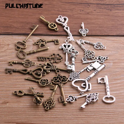 two color Pulchrode 10 шт. винтажные металлические Смешанные Два Цвета Маленькие подвески в форме ключей для самостоятельного изготовления ювелирных изделий ручной работы P6666 - Окраска металла: two color
