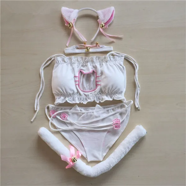 Style 4 Аниме кошка Открытая грудь школьная форма сексуальный милый купальник костюм кошка девушка Лолита Нижнее белье для взрослых женщин игра униформа косплей костюм - Цвет: Style 4