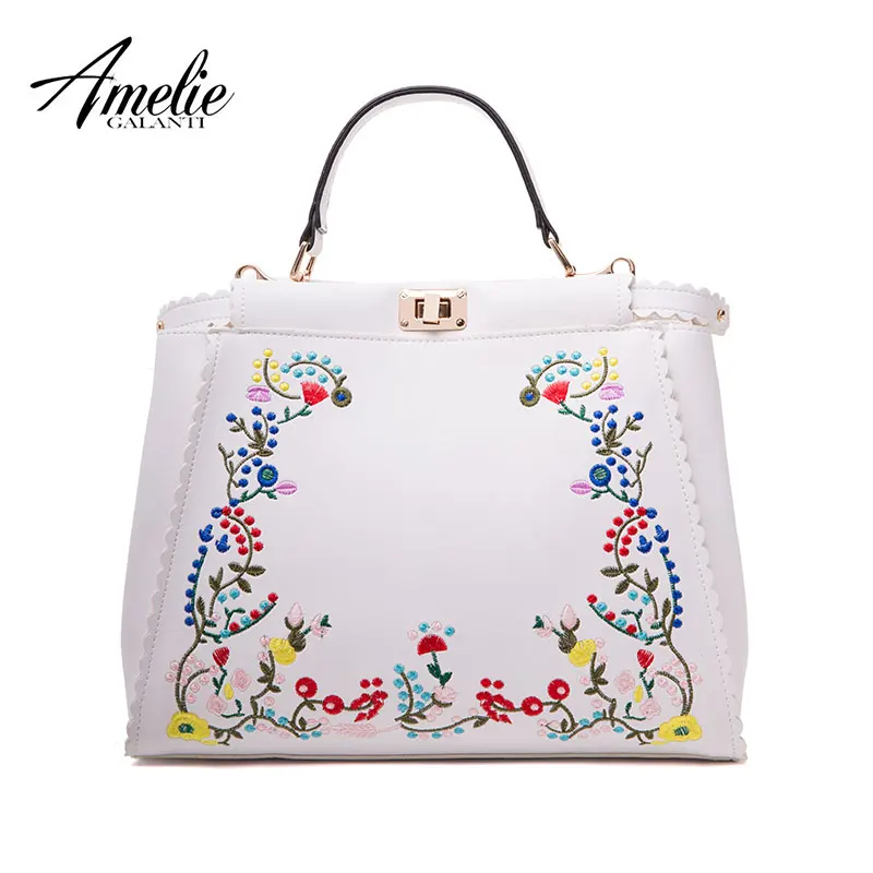 AMELIE GALANTI Frame женские сумки модная вышивка искусственная кожа на плечо с застежкой